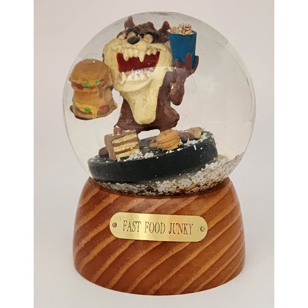 Looney Tunes Taz Tasmanian Devil Snow Globe Fast Food Junky Brown Base Vintage
